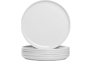 10 STRAWBERRY STREET Double Line 10.5" Dinner Plate, Set of 6 (1 Pack), White