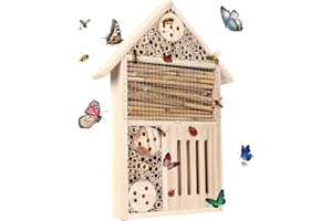 Insect House, Garden Decoration Nests, Wood Bug Room, Friendly Weather Resistant Bee Home, Shelter Nesting for Ladybugs Butte