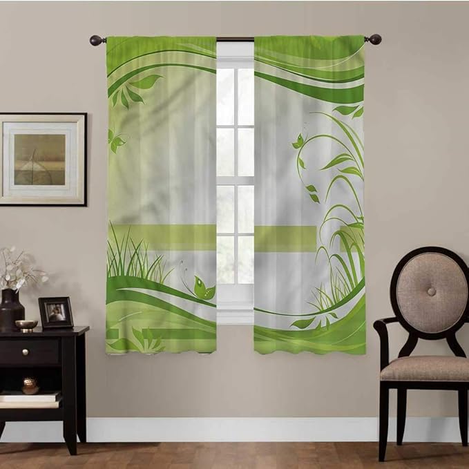 Cortina de Vidrio para Puerta de Hoja Verde, para Sala de Estar, Patio