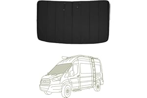 VanEssential Insulated Stealth Blackout Window Cover Designed for Ford Transit High/Medium Roof Front Windshield - Black