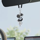YGMONER 8 Ball Dice for Car Mirror, Y2K Aesthetic Lucky Charm Car Rear View Mirror Hanging Accessories, Black Interior Decor Truck Hanger Ornament for Women Men (Short Chain)