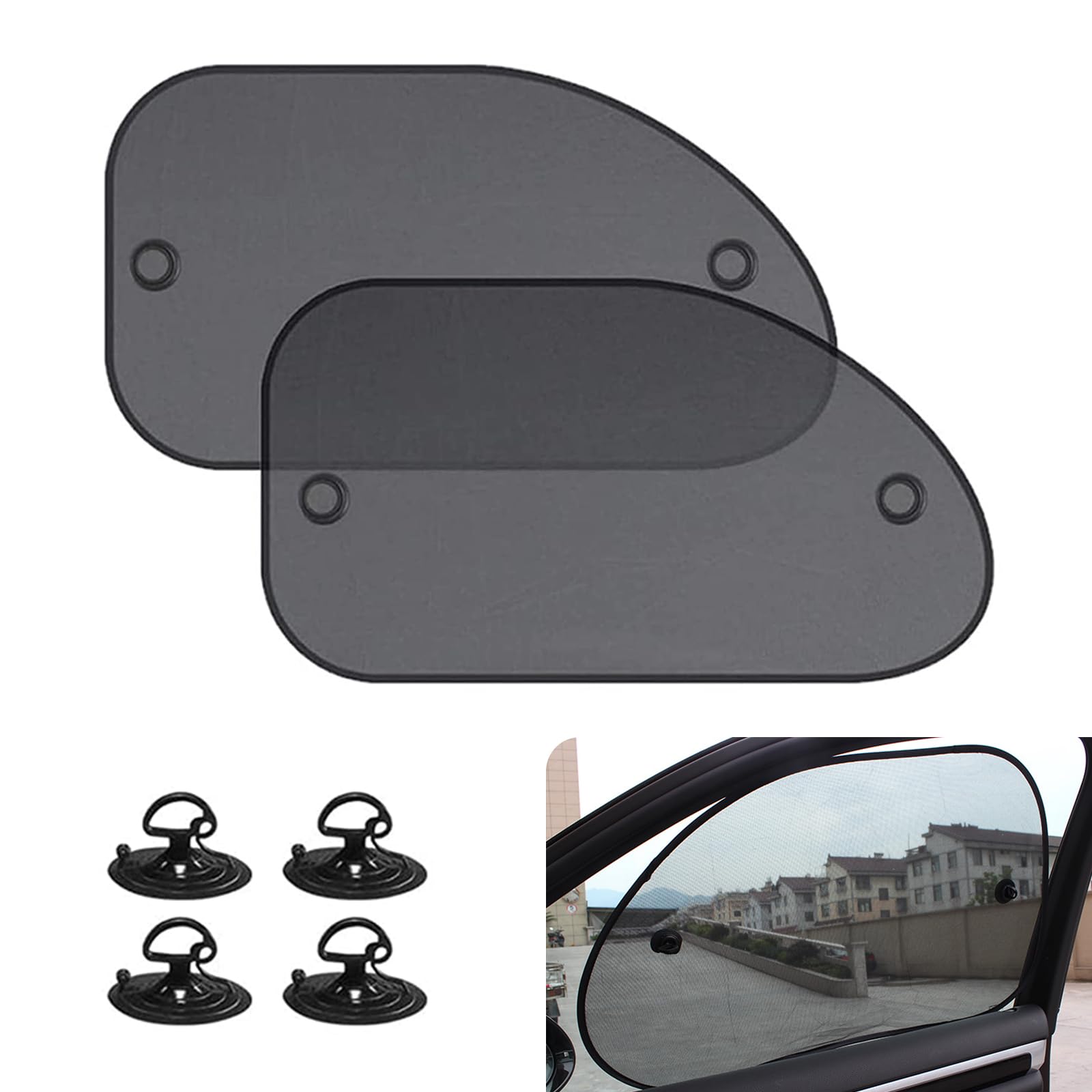 Photo 1 of Tesnaao 2 PCS Car Side Window Sun Shade with Suction Cup, 26In x 15In Vehicle Window Covers, Universal Automotive Window Thermal Protectors Accessories for Truck SUV Car (Black)