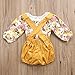 Baby Girls Long Sleeve Princess Floral Romper+ Suspenders Short Pants Overall Jumpsuit Outfit (0-6 Months, Yellow)