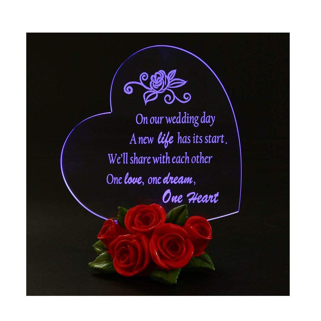 Giftgarden LED Lighted Wedding Cake Toppers Just Married Cake Topper