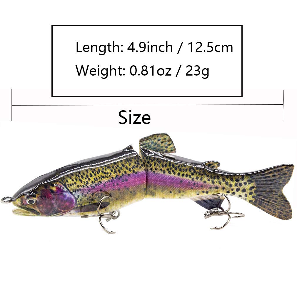 YL OUTDOOR Bass Fishing Lures Slow Sinking Multi Jointed Trout Crankbaits Popper Life-Like Fishing Tackle for Freshwater and Saltwater