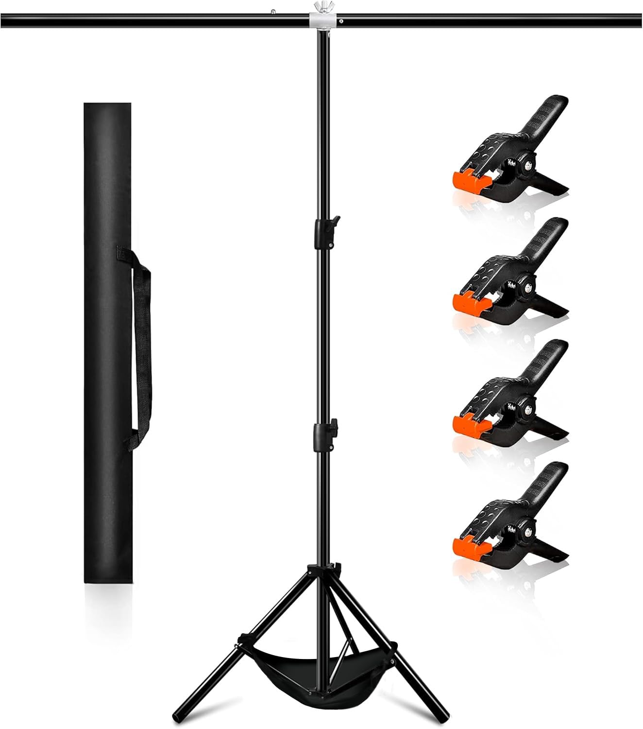 ManaPina Backdrop Stand Kit 5 x 6.5 ft Green Screen Stand Height Adjustable Portable Small 2 x 2 M Background Stand for Streaming, Zoom, YouTube, Photography, Birthday Party, Tik Tok