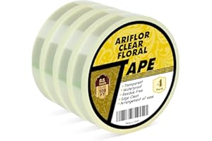 ARIFLOR 4Packs Clear Floral Tape - 1/2" Wide Floral Vase Tape, Clear Waterproof Floral Tape for Fresh Flower Bouquets and Flower Arrangements Crafts (0.5inch*4Packs)