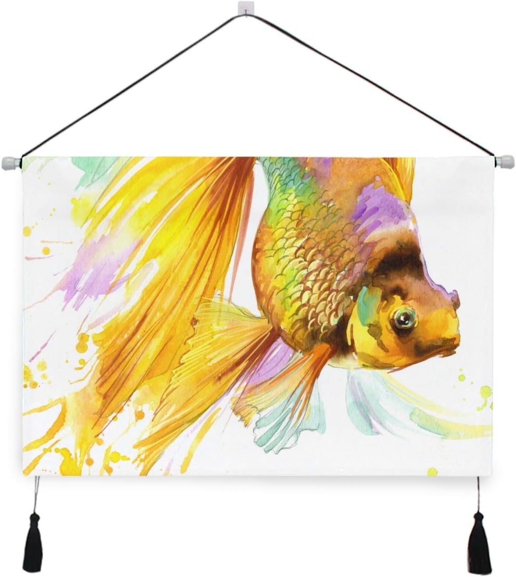 Amazon Co Jp Miscery タペストリー かわいい金魚水彩イラストマリン 壁掛けタペストリー壁画 壁飾り 家 リビングルーム ベッドルーム 部屋 おしゃれ飾り モダンなアート ホーム キッチン