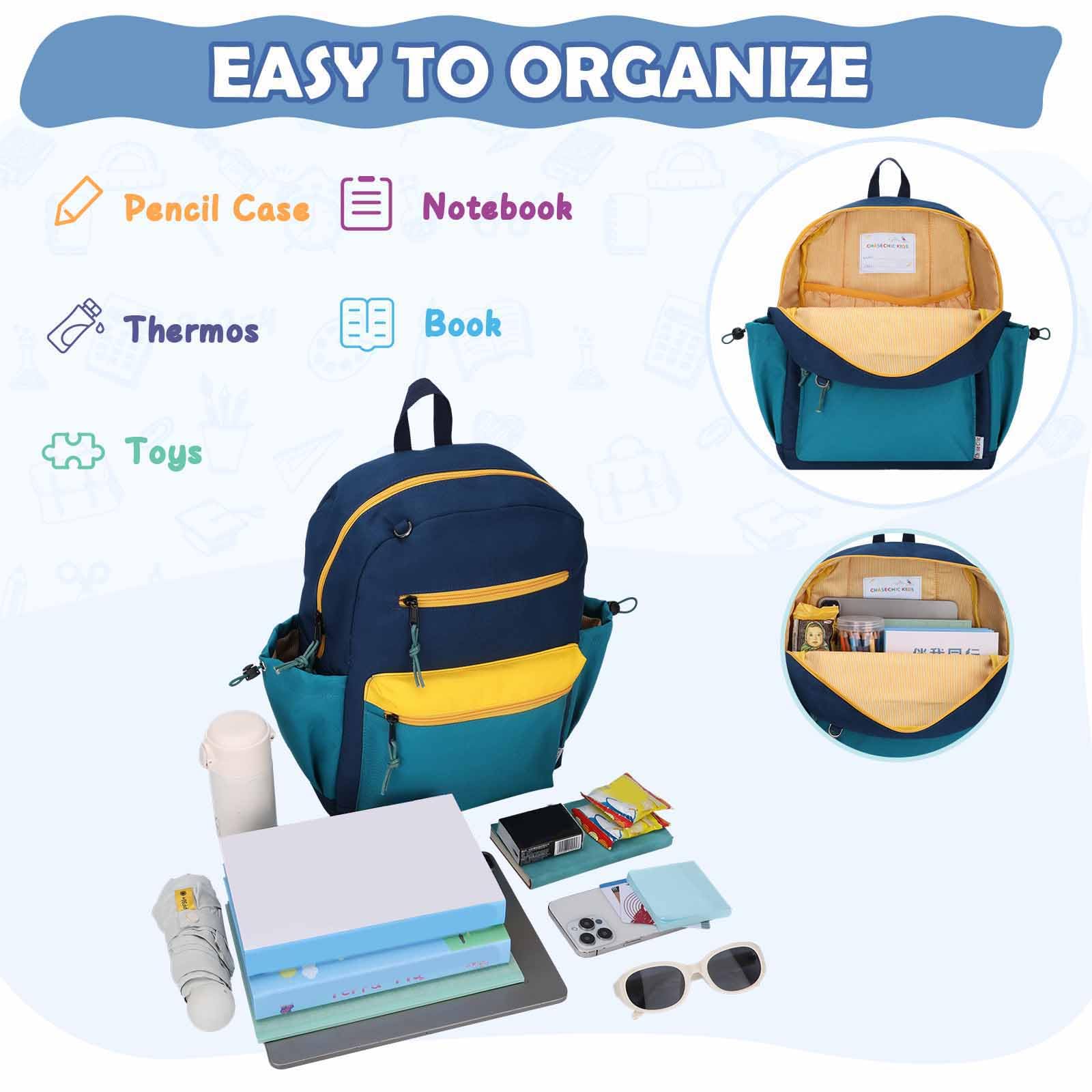Chase Chic Rucksack Kinder,Kinderrucksack Jungen Mädchen für 5-8 Jahre,Wanderrucksack Schulrucksack mit Brustgurt für Kindergarten/Vorschule/Schule(Blauer-M) 4