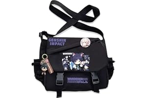 Dalicoter Genshin Impact Handbag Furina Crossbody Bag Single Shoulder Bag Adult Anime 3D Print Backpack Black Bag