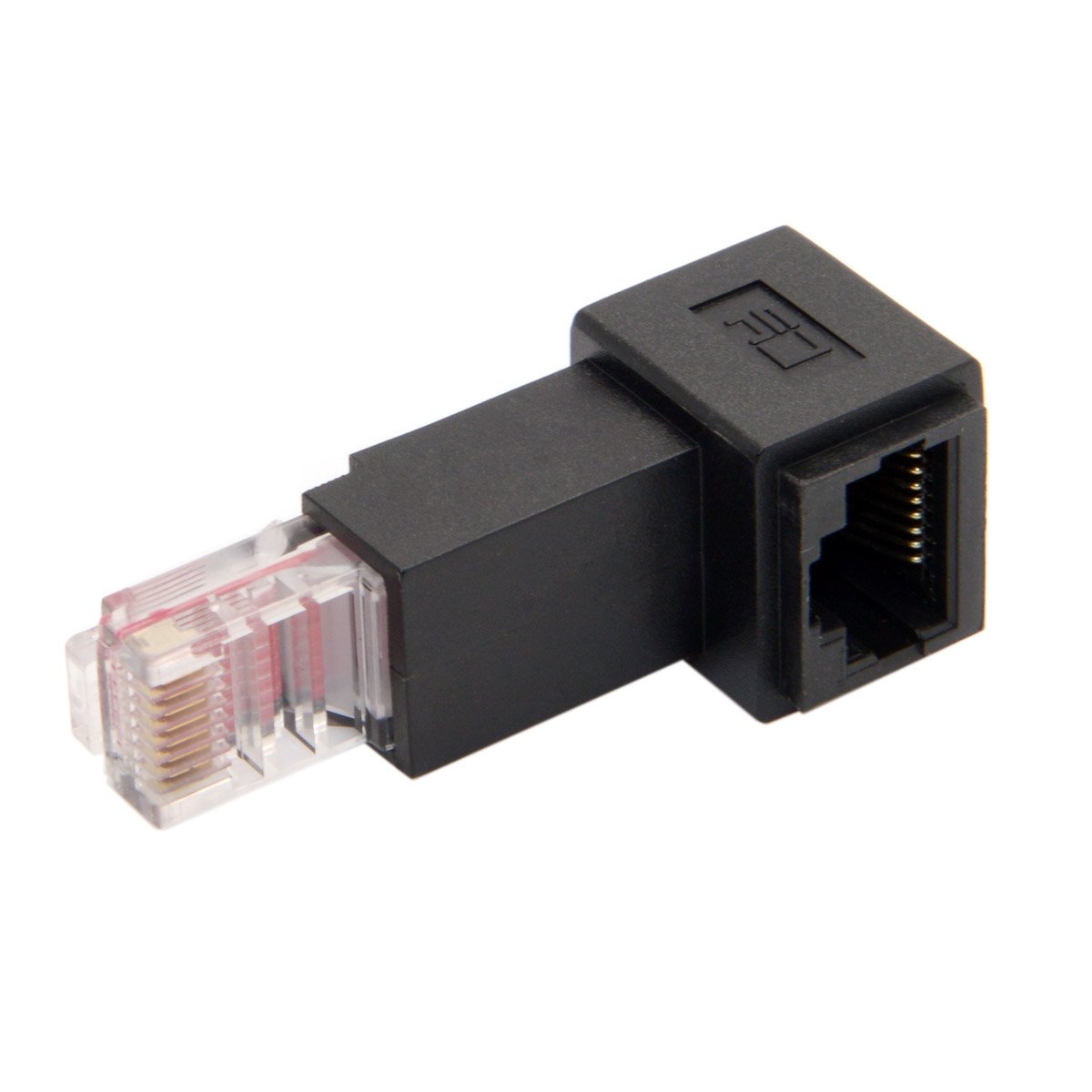 cablecc Up Angled 90 Degree 8P8C FTP STP UTP Cat 5e Male to Female LAN Ethernet Network Extension Adapter