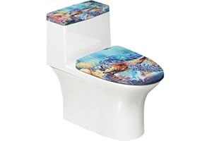 ZUXONGSY Turtle Toilet Tank Cover Elongated Toilet Lid Cover for Bathroom Sets Dustproof 2Pcs Toilet Cover Set Covers Bathroom Decoration Universal Toilet Tank Lid