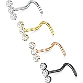 D.Bella 18G 20G Nose Studs Stainless Steel Screw Nose Rings Studs Nostrial Piercing Jewelry for Women Men 1.5MM 2MM 2.5MM 3MM