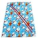 VZWraps North Pole Buddies Reusable Christmas Bag - Santa, Snowman, Reindeer on Blue Fabric (Large 20 Inches Wide by 27 Inches High)