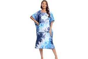 FLYILY Beach Changing Towel Surf Poncho Robe Hooded Wetsuit Adjustable Sleeves Surfing Swimming Bathing(BlueTiedye,L)