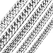 GZMZC 9/11/13/16/19/21mm Silver Stainless Steel Cut Cuban Curb Link Chain Mens Bracelet Necklace 7-40inches