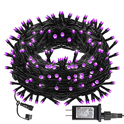 DAZZLE BRIGHT Halloween 300 LED String Lights, 100FT Connectable String Lights with 8 Lighting Modes, Halloween Decorations for Party Carnival Supplies, Indoor Outdoor Yard Garden Decor (Purple)