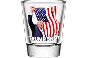 HLUKANA Trump Shot Glass 1.5 oz Heavy Base Shot Glass, Tequila Shot Glass Perfect for Patriotic Celebrations and Political Enthusiasts, Espresso Shot Glass for Vodka, Whiskey, Spirits & Liquors