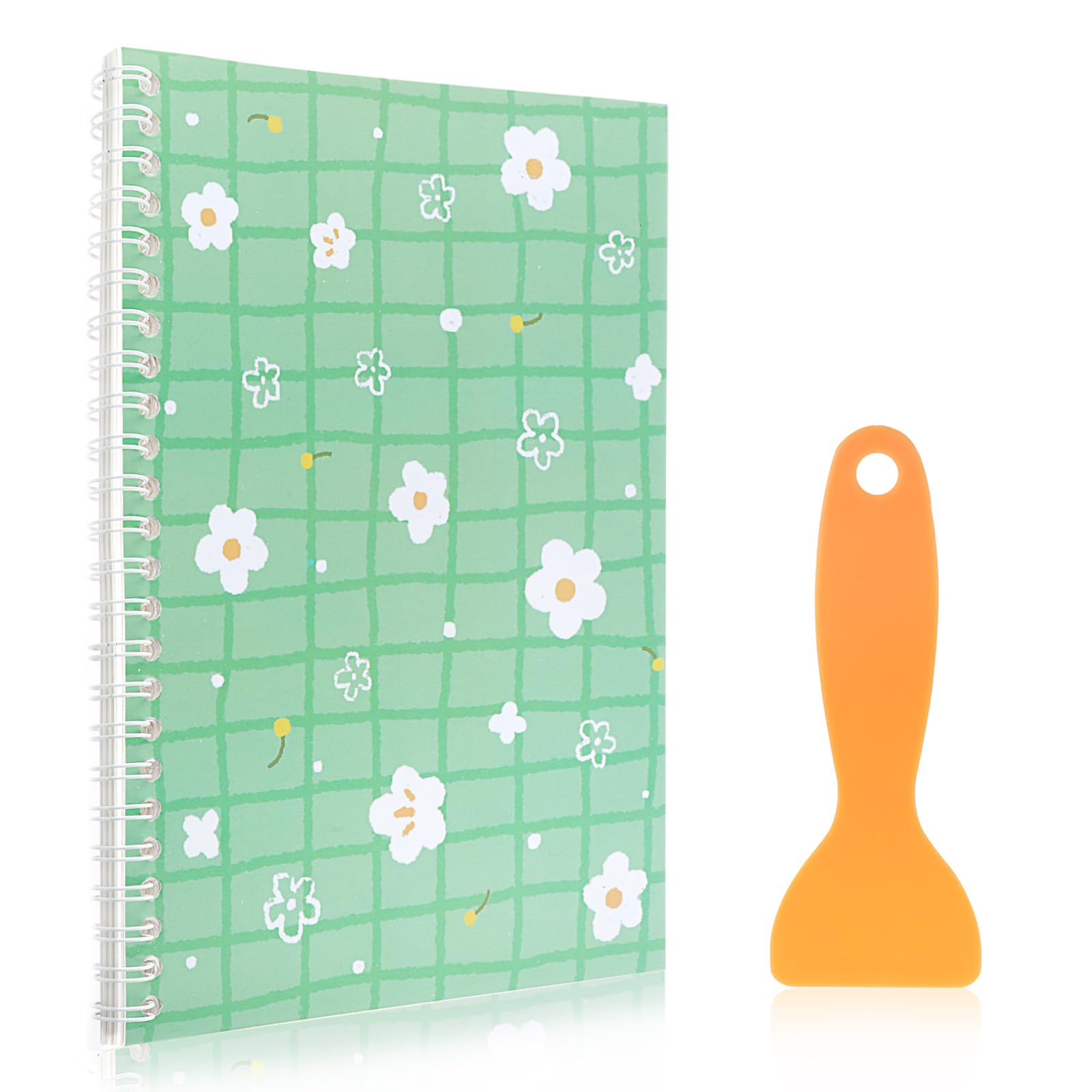 Reusable Sticker Book with Plastic Spatula, Sticker Collecting Album Stickers Storage Notepads Collection Organizer Albums for Collecting Stickers, Labels (Green)