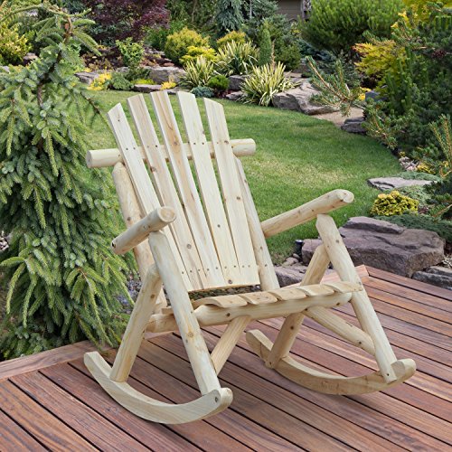 Outsunny Outdoor Wooden Rocking Chair, Rustic Adirondack Rocker with