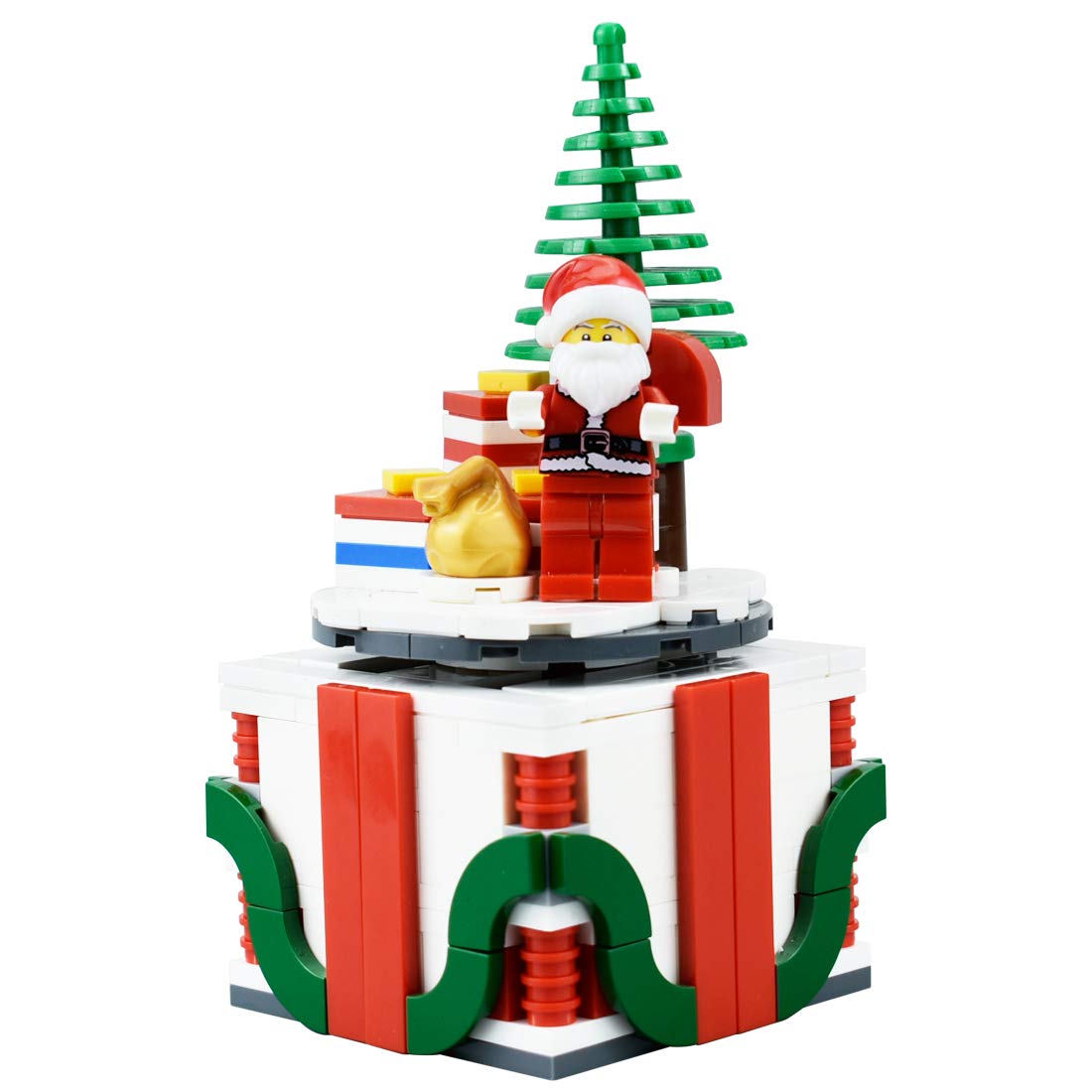 Christmas Building Kits with Santa Minifigure Rotating Gift Box Toy for Kids&Adults /Christmas Tree candy canes/ Gift Bag Moc Models Building Blocks Bricks Set for Compatible with Lego Building Set