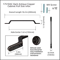 Goo-Ki 6 Pack Dark Antique Copper Cabinet Handle