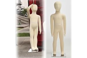Kids Mannequin for 1-14 Years Old Boy Girl, Adjustable Flexible Manikin Body Standing with Detachable Head & Arms, Child Full