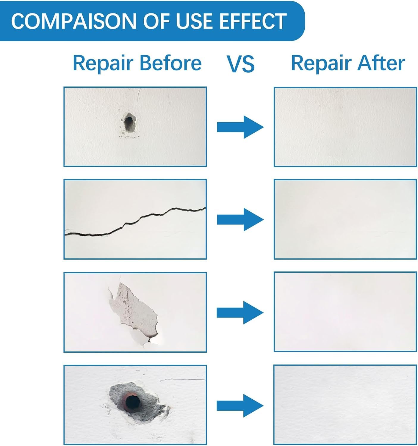 Drywall Repair Kit,Drywall Hole Patch Repair Kit,Wall Spackle Paste 9.8OZ to Fix Wall Surface Holes and Creak Damage with White Wall Repair Putty,Scraper,Sanding Pad Fill Quick and Easy Solution