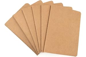 ALIMITOPIA Pocket Notebook 6 pack Brown Softcover Thread-bound Small Notebook Journal Diary Memo NotePad,A6 Size(4"X5.5"),30 sheets(Blank Pages)