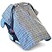 Kids N’ Such Peekaboo Baby Car Seat Cover Car Seat Canopy & Nursing Cover, Herringbone/Blue Minky