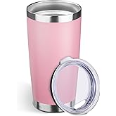 StarSpeed 20oz Tumbler Bulk with Lid, Stainless Steel Insulated Tumblers Double Wall Vacuum Insulated Travel Mug, Powder Coated Coffee Cups for Hot and Cold Drinks(Lght Pink,1)