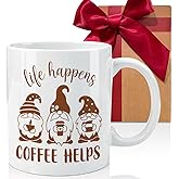 CATABUBU Funny Coffee Gnomes Mug Coffee Bar Gift - Life Happens Coffee Helps Novelty Birthday Christmas Thanksgiving Gifts for Women, Her, Friends, Coworkers, Wife, Mom, Daughter, Sister, Aunt-238