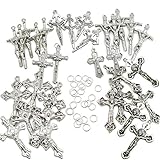 TOAOB Assorted Silver Metal Crosses Charms Pendants Bracelet Necklace Earrings Crafting DIY Jewelry Making Accessory Pack of 30pcs