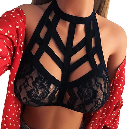 Dorical Damen Dessous reizvoller Art- und Weisedamehalter-elastischer Käfig-reizvoller Strappy Bustier BHS Harness Elastische