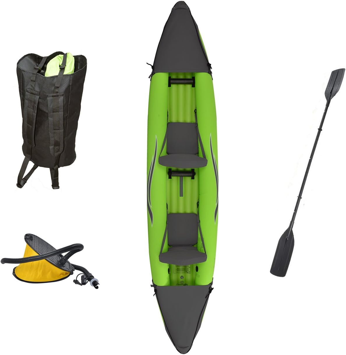Outdoor TuffStinger 4 OTF-4252PK Inflatable Two-Person Sport Kayak with Rotatable Paddle, 425-Pound Capacity