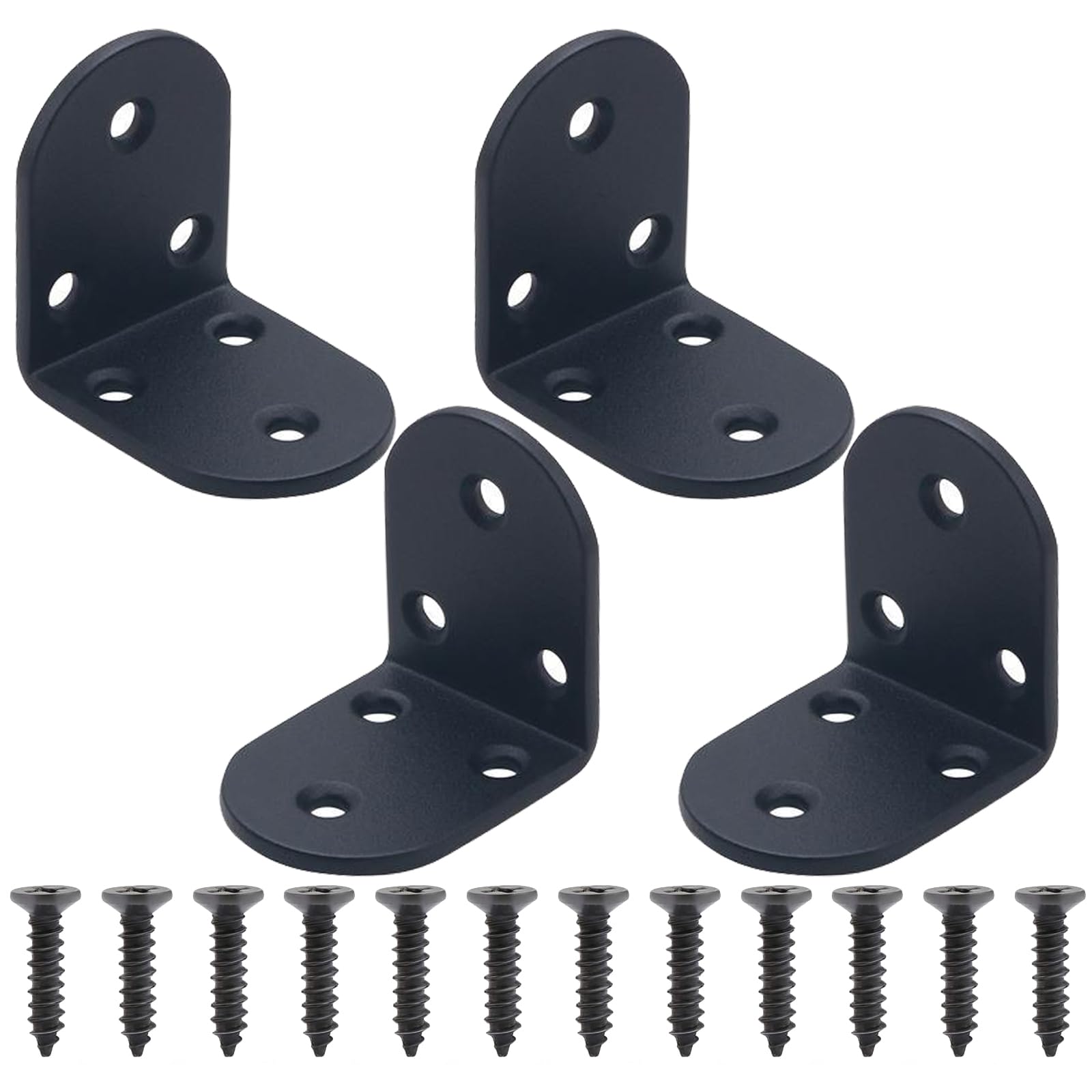 4Pcs Corner Brackets for Wood, 90 Degree Angle Brackets, Right Angle Bracket with Screws, L Shaped Stainless Steel Corner Brace for Wood Shelf Furniture