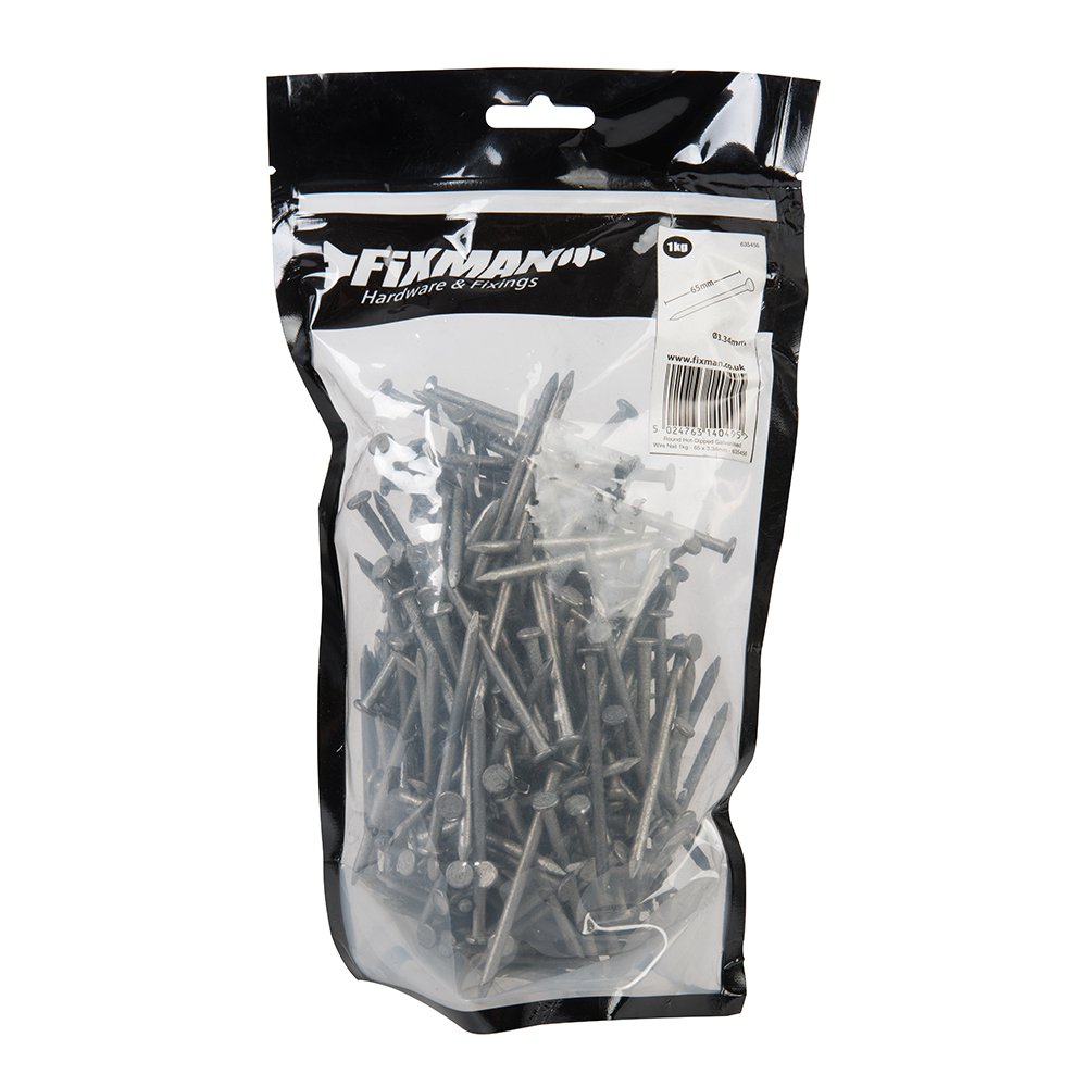 Fixman 635456 Round Hot-Dipped Galvanised Wire Nail 1 kg 65 x 3.35 mm