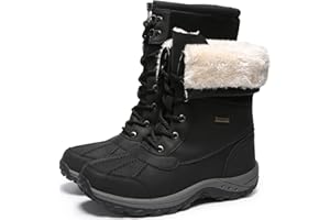 GOODVALUE Mens Snow Duck Boots Waterproof Insulated Warm Fur Lined Winter Boots Non Slip Rubber Hiking Boots Casual Outdoor