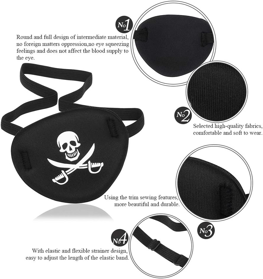 Loisirs Creatifs Masques Pour Adultes Napravi Rs Noir Lioobo 2pcs Cache Oeil Cosplay Oeil Patch Oeil Pirate Reglable Pour Enfant Adulte Amblyopie Strabisme Cosplay