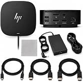 HP Docking Station for Laptop Dual Monitor and Charging Bundle - HP USB-C G5 Essential Dock 72C71AA#ABA with 120W Adapter, HDMI, DisplayPort, USB-C Cables &amp; Microfiber Cleaning Cloth