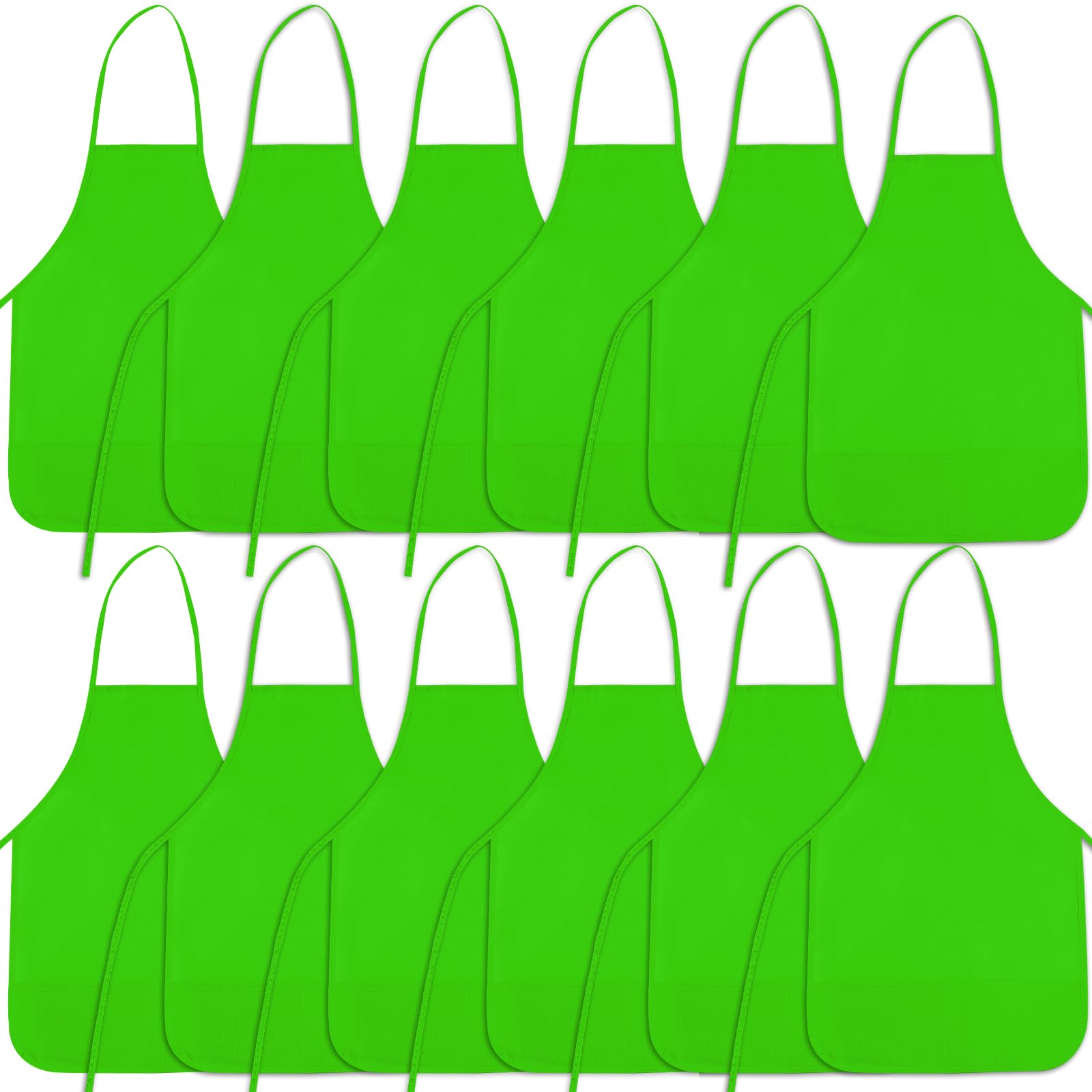 BOUBONI Kids Painting Aprons Kids Art Aprons with 2 Roomy Pockets Kids Aprons for Art Painting Activity Kitchen Crafts (12, Green)