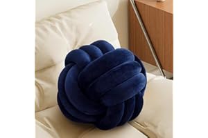 KUCCO-PILLOW Navy Knot Pillow Ball, Handmade Decorative Throw Pillow, Soft Round Knotted Cushion for Couch & Bedroom, Cute Home Decor, Braided Pillow for Living Room (7.87 Inches)