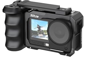 Nitze Street Snap Grip Kit for DJI Osomo Action 6, Xplorer Grip Kit with Action 6 Metal Cage, Ergonomic Street Handle, Wrist 