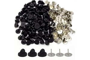 YOSAWA 100Pcs PVC Lapel Pin Backings Rubber Pin Safety Backs for Brooch Tie Hat Badge Insignia (Black)
