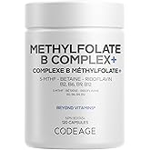 Codeage Methylfolate B Complex Supplements - 5 MTHF, Methylcobalamin 500mcg Methylated Vitamin B12, Riboflavin, Betaine, Vita