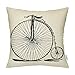 HIPPIH 4 Packs Cotton Linen Sofa Home Decor Design Throw Pillow Case Cushion Covers 18 X 18 Inch,4 x Bike