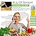 SONICA ORGANICS-Premium-Olive-Oil-Sprayer-Fine-Mister Glass Spray-Bottle 6 oz for Cooking, Baking, Roasting, Grilling, Frying, BBQ, Salads, BPA-Free, Vinegar Mister with Premium Anti-Clog Filter