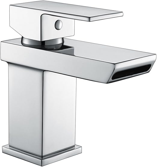 Waschtischarmatur Eckig Waschbecken Waschtisch Armatur Wasserhahn Einhebelmischer Mischbatterie Bad Waschbeckenarmatur Badarmatur Chrom Wasserfall Amazon De Kuche Haushalt