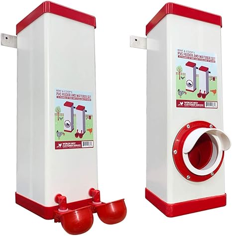 Amazon Com Rentacoop Pvc Twin Cup Chicken Waterer And Feeder Set