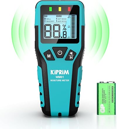 Kiprim Pinless Damp Meter Moisture Meter for Wood Walls Masonry